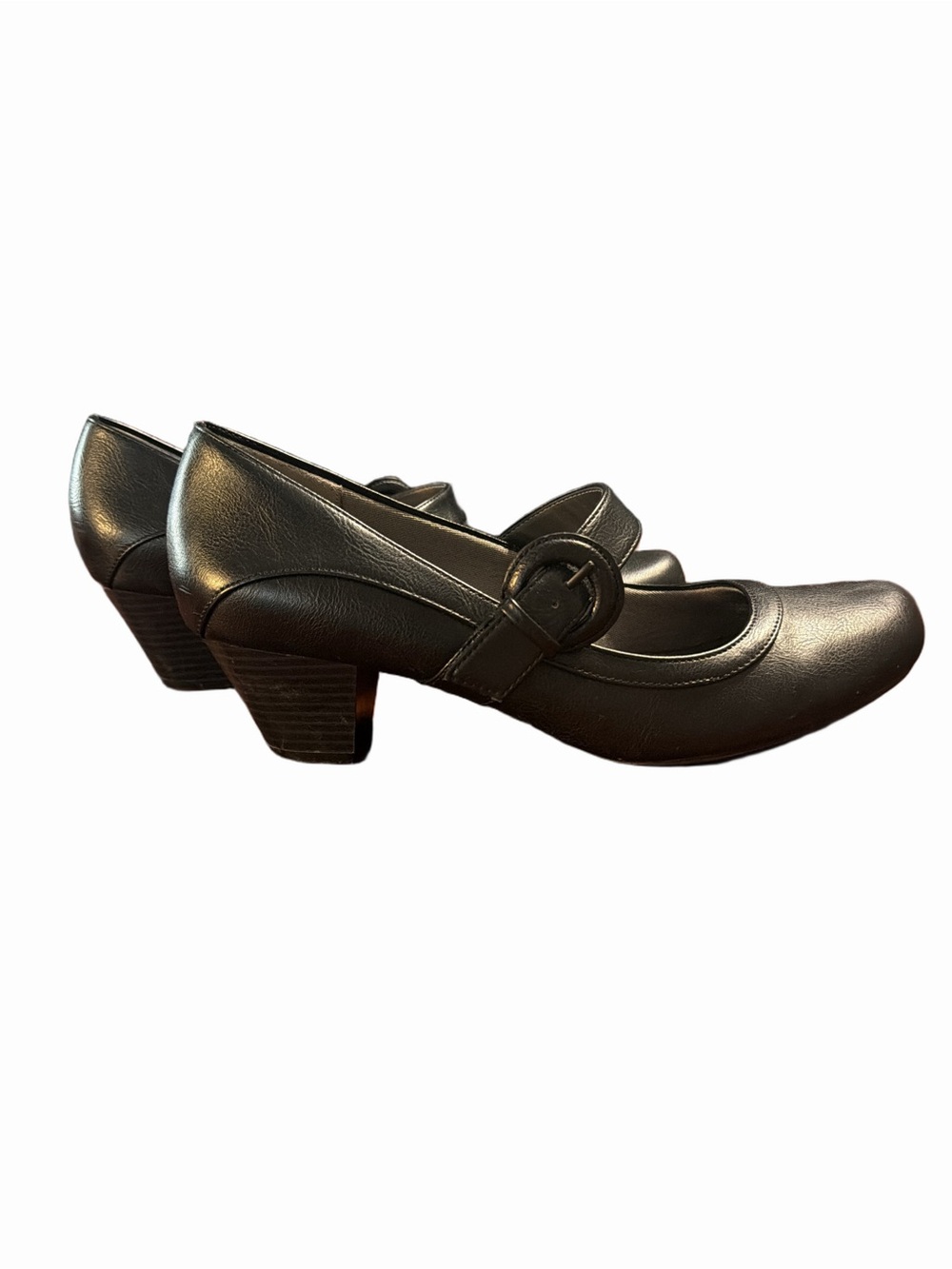 Life Stride Rozz Black Mary Jane Block Heel Pumps. Faux Leather. Size 10